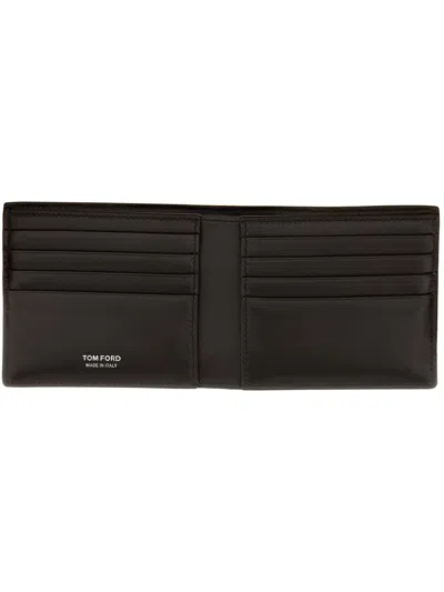 Tom Ford Textured Leather Wallet With Crocodile Pattern In Multi
