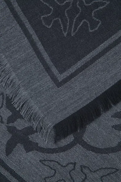 Pinko Birds-pattern Fringed-edges Scarf In Blue