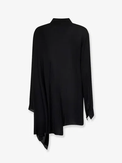 Balenciaga Asymmetric Silk Scarf Blouse In Animal Print