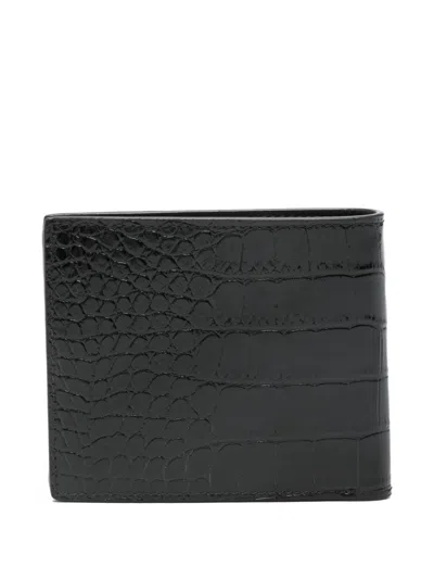 Tom Ford Crocodile Print Leather Wallet In Black