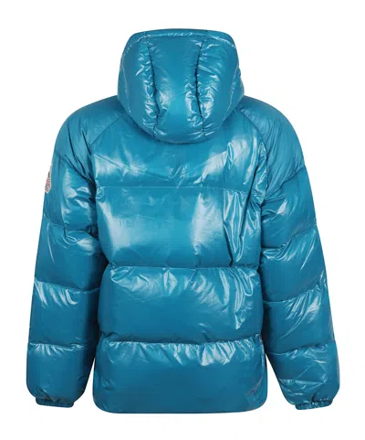 Pyrenex Hooded Down Jacket Sten With Elastic Cuffs In Blue