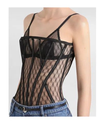 Dolce & Gabbana Tulle Corset In Black