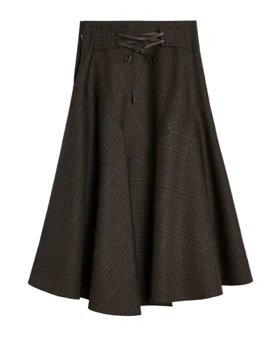 Our Legacy Waltz Check-pattern Midi Skirt In Brown