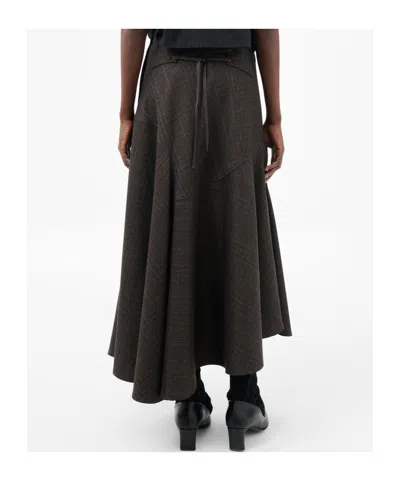Our Legacy Waltz Check-pattern Midi Skirt In Brown