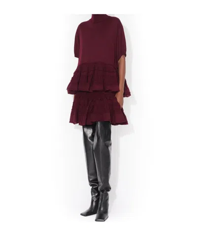 Alaïa Wool Crinoline Top In Burgundy