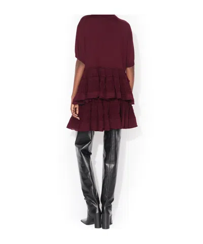 Alaïa Wool Crinoline Top In Burgundy