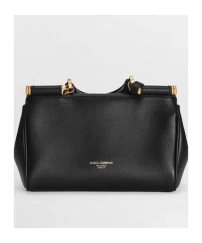 Dolce & Gabbana My Sicily Leather Handbag In Black