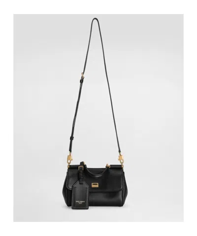 Dolce & Gabbana My Sicily Leather Handbag In Black