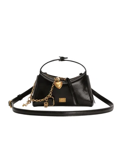 Dolce & Gabbana Vittoria Shoulder Bag With Charms In Black