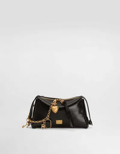 Dolce & Gabbana Vittoria Shoulder Bag With Charms In Black