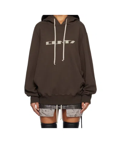 Rick Owens Drkshdw Concordians Oversized Hooded Sweatshirt In Brown