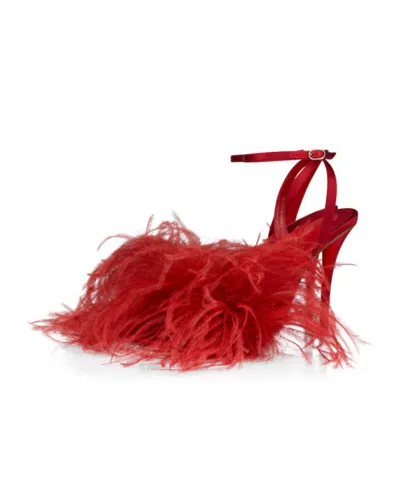 Christian Louboutin Miss Z Poupi Satin Heeled Sandals 100 In Red