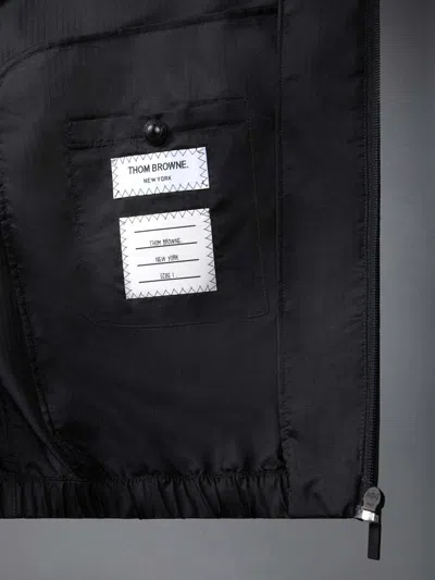 Thom Browne Jacket High Collar Elastic Cuffs Stripe Sleeves In Black