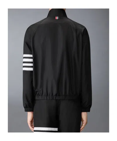 Thom Browne Jacket High Collar Elastic Cuffs Stripe Sleeves In Black
