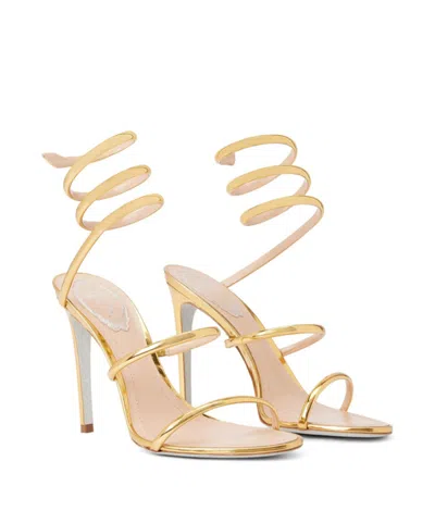 René Caovilla Round-toe High-heeled Sandals In Yellow