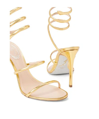 René Caovilla Round-toe High-heeled Sandals In Yellow
