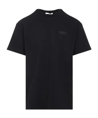 Givenchy Black Crewneck T-shirt With Logo Patch On The Front In Cotton Man