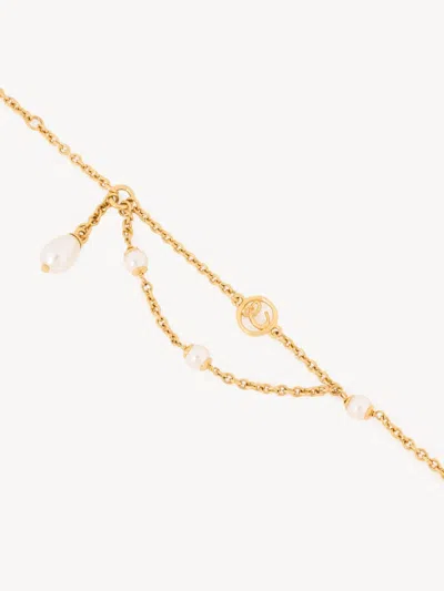 Chloé The Classy Brass And Glass Pearl Bracelet Accessories In Gold