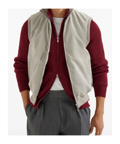 Brunello Cucinelli Stand-up Collar Vest In Neutral