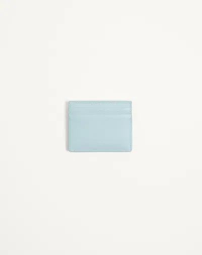Valentino Cherryfic Grainy Calfskin Cardholder In Blue