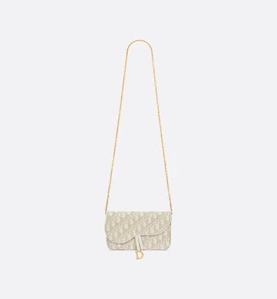 Dior Medium Saddle Pouch With Chain In Neutral