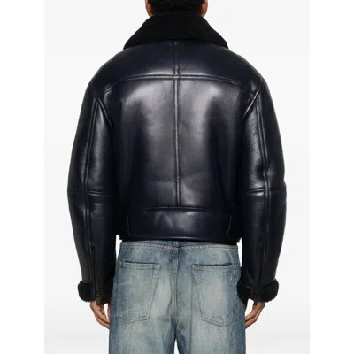 Acne Studios Leather Outerwears In Blue