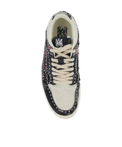 Amiri Skel Top Black Sneaker With Beads And Crystals Application And Logo On The Heel In Fabric And Cotton In Black
