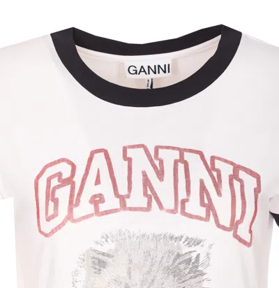 Ganni Women Cropped Kitty T-shirt In White