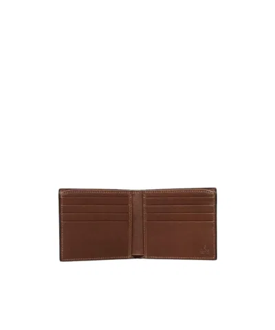 Gucci Men Gg Emblem Leather Wallet With Embossed Gg Logo In Brown