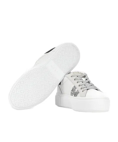 Hogan Crosswind Nappa Leather And Suede Sneakers With Glitter H Detail Shoes In White