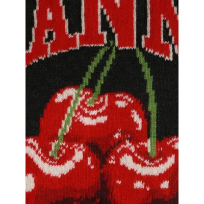 Ganni Sleeveless Intarsia Knit Crew Neck Top In Black