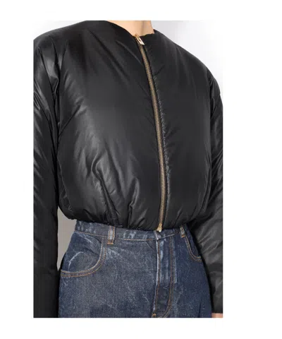Alaïa Nylon Pleated Bomber In Black