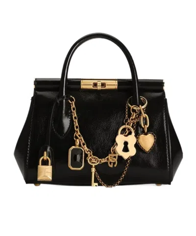 Dolce & Gabbana Mini Charm-detail Tote Bag In Black