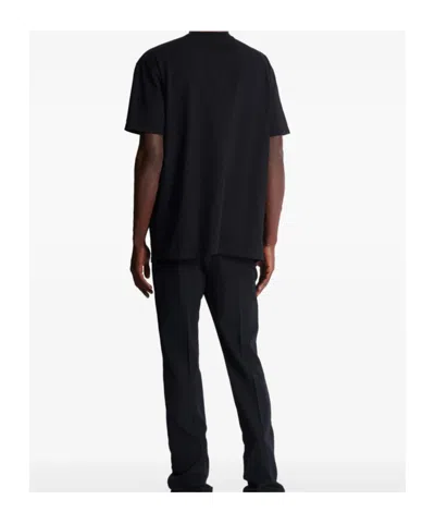Balmain Crew Neck T Shirt Graphic Print Silk In Black