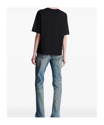 Balmain Short Sleeve Crew Neck Nylon Silk Top In Black