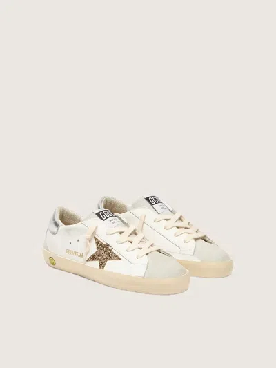 Golden Goose Kids Superstar Glittered Low-top Sneakers In Neutral