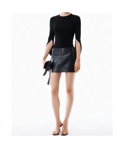 Alexander Wang Drape Back Long Sleeve Top In Matte Jersey In Black