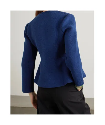 Loewe Long-sleeved Knitted Cardigan In Blue