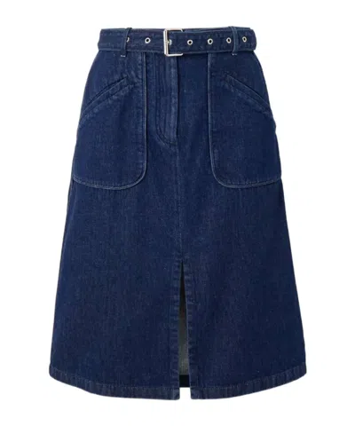 Dries Van Noten Belt Loop Skirt In Blue