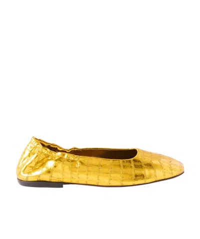 Dries Van Noten Round Toe Ballet Shoes In Yellow