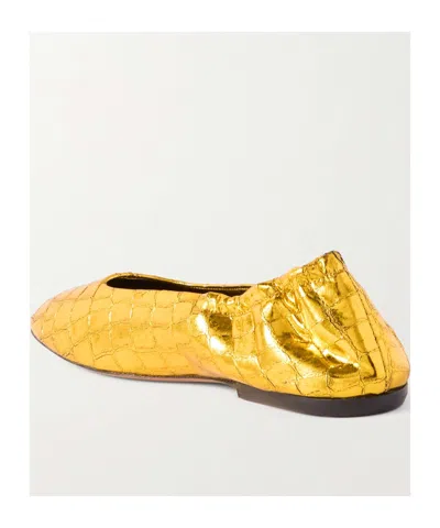 Dries Van Noten Round Toe Ballet Shoes In Yellow