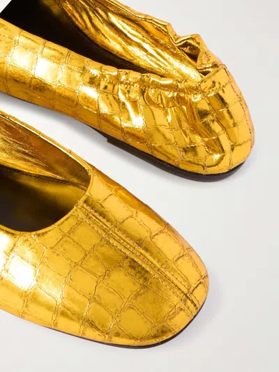 Dries Van Noten Round Toe Ballet Shoes In Yellow