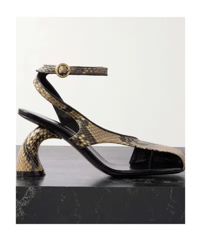 Dries Van Noten Snakeskin-embossed Slingback Heels In Green