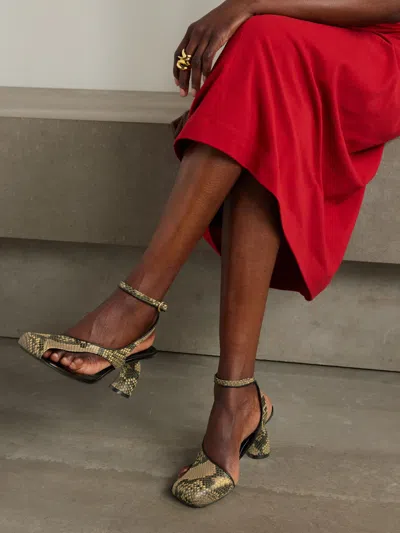 Dries Van Noten Snakeskin-embossed Slingback Heels In Green