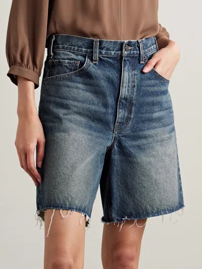 Nili Lotan Russel Raw Edge Denim Shorts In Blue