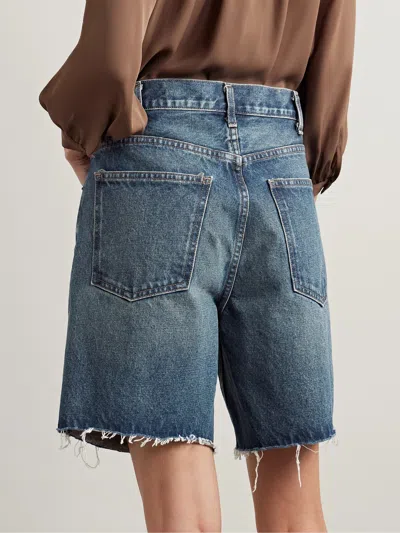 Nili Lotan Russel Raw Edge Denim Shorts In Blue