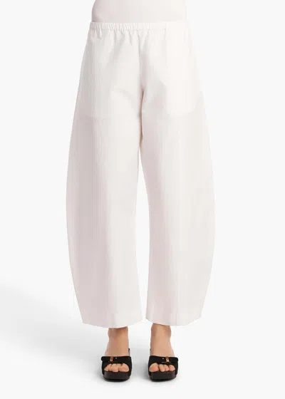 Khaite Elastic-waist Cotton Trousers In White
