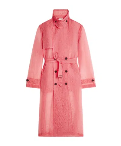 Dries Van Noten High Collar Long Sleeve Coat In Pink