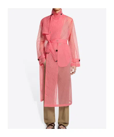 Dries Van Noten High Collar Long Sleeve Coat In Pink