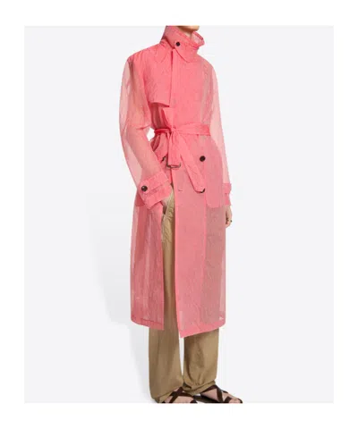 Dries Van Noten High Collar Long Sleeve Coat In Pink